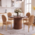 5-Piece Extendable Dining Set Walnut Table 4 PU Leather Chairs D16847