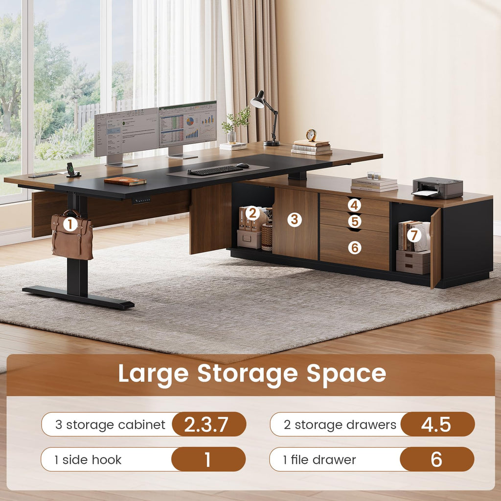 71" L Shaped Electric Standing Desk V2861