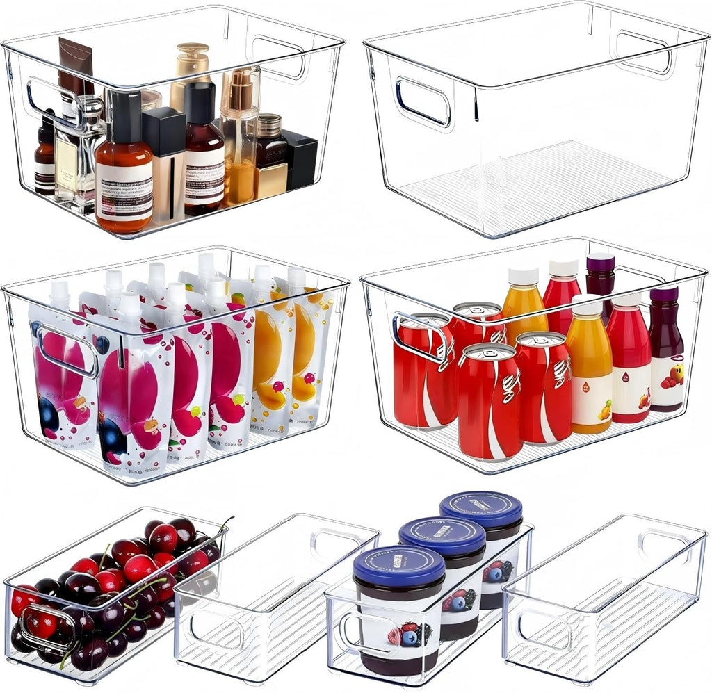 Set of 8 Clear Plastic Stackable Storage Bins V237