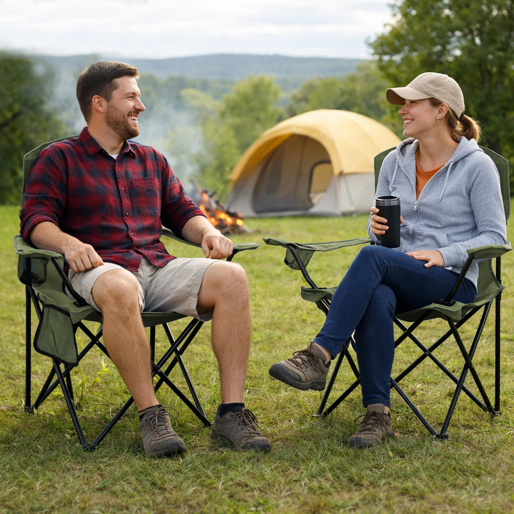 Camping Chair 2 Pack Portable Folding Chair Green X834