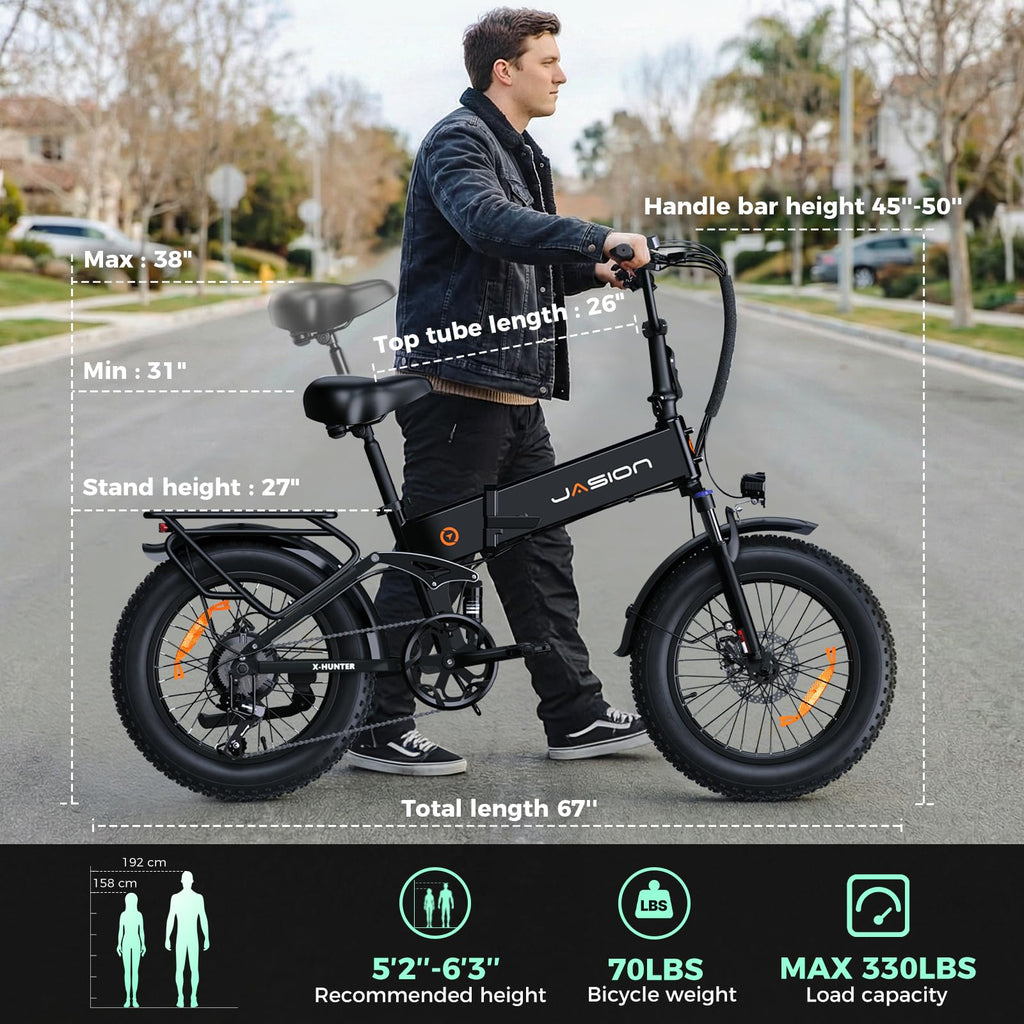 1400W Peak 20'' Fat Tire Foldable Electric Bike C7753