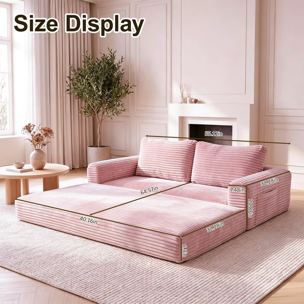 Pink Convertible Sofa Bed S894