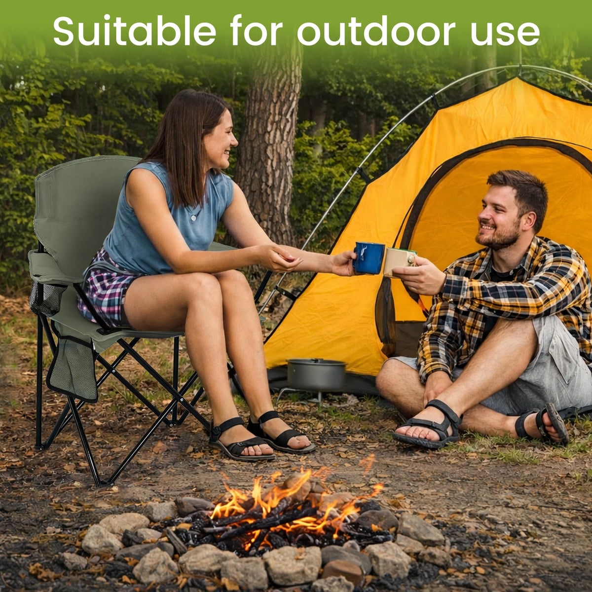 Camping Chair 2 Pack Portable Folding Chair Green X834