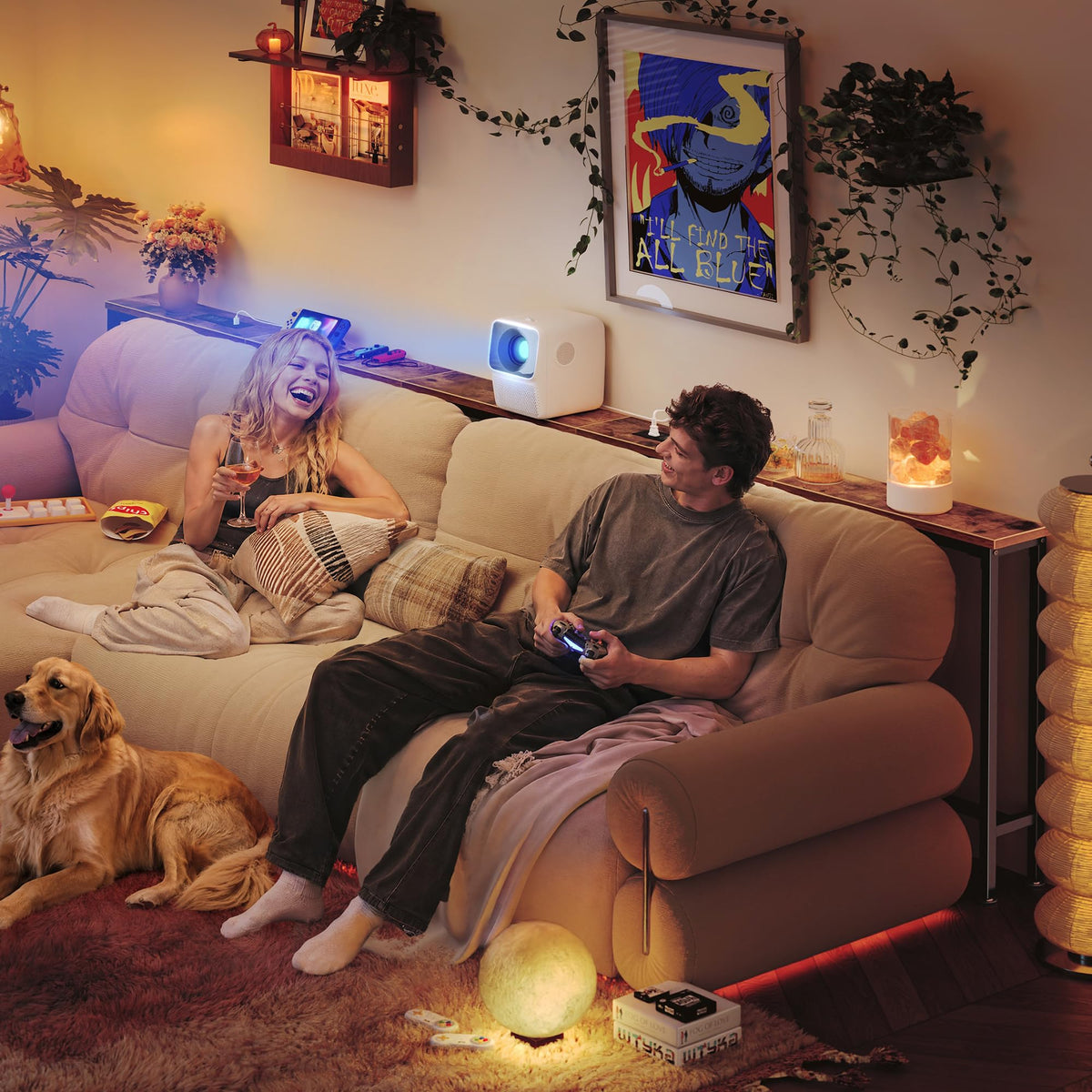 110.2 Inch Narrow Sofa Table with Power Outlets and USB-C Ports C90743