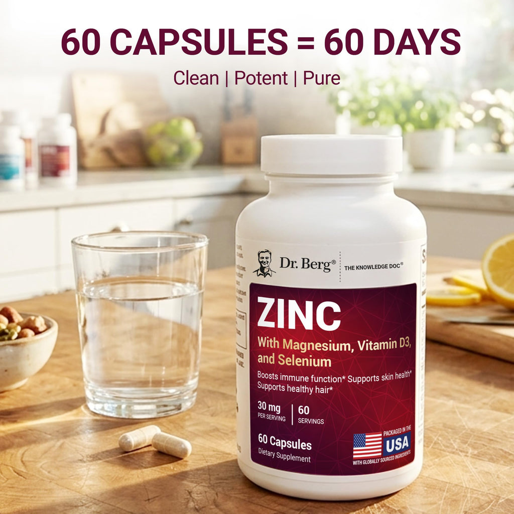Zinc 30 mg 60 Capsules Chelated with Vitamin D & Selenium H911518