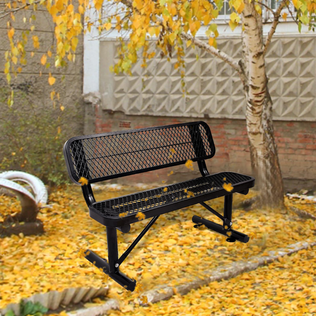 Metal Park Bench with Backrest J17560