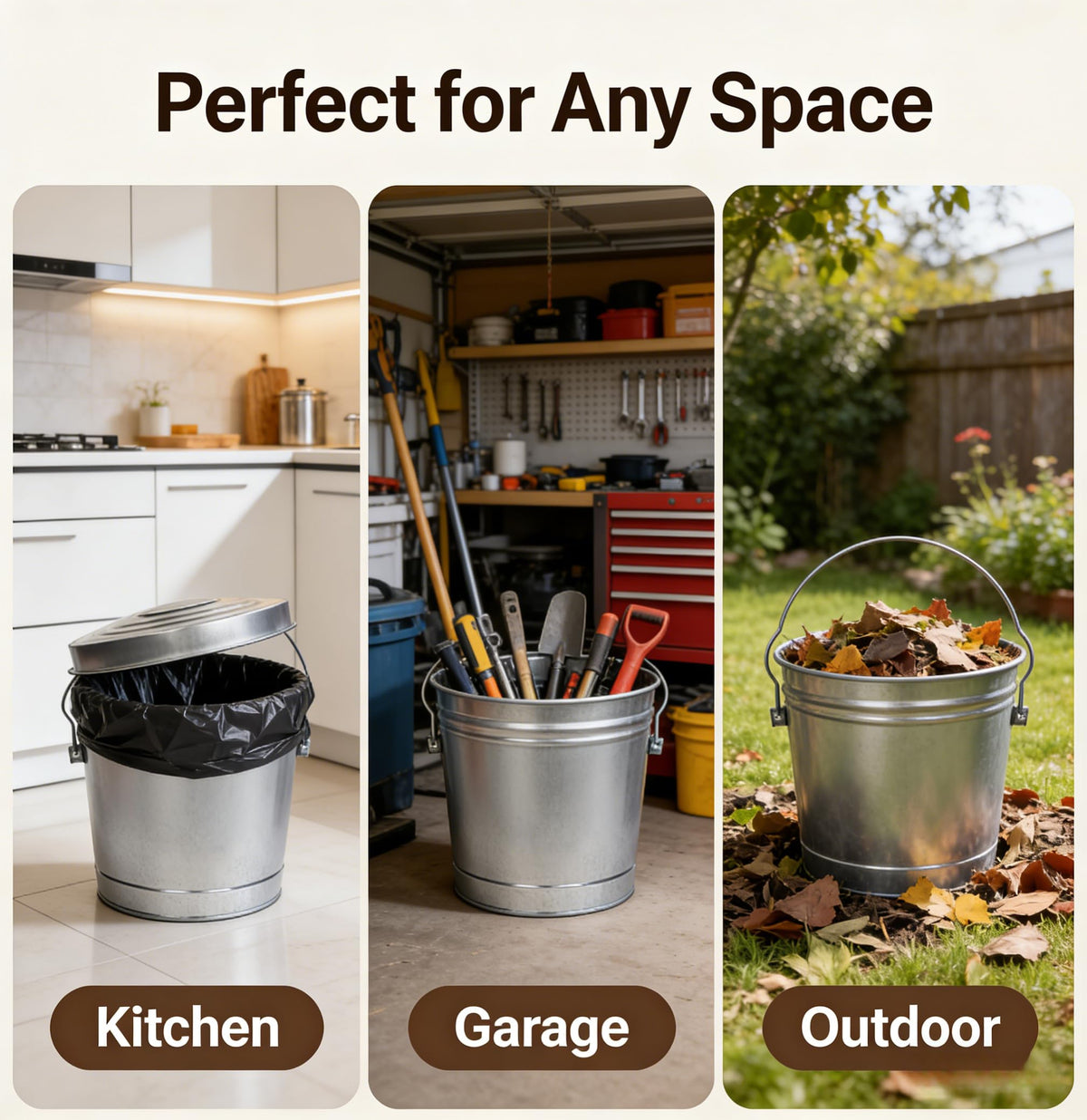 6 Gallon Galvanized Metal Trash Can with Lid S3490