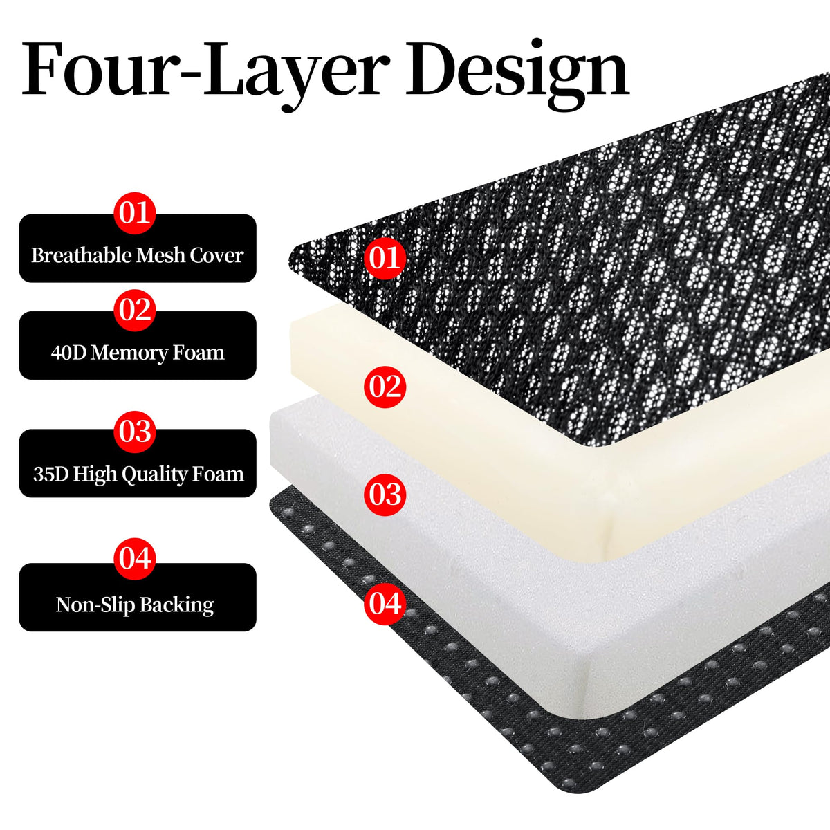 Extra Thick Memory Foam Chair Cushion with Carry Handle Q437413