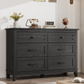 6 Drawer Wood Dresser Dark Black L555