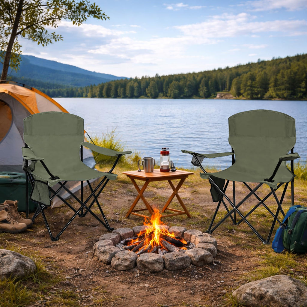 Camping Chair 2 Pack Portable Folding Chair Green X834