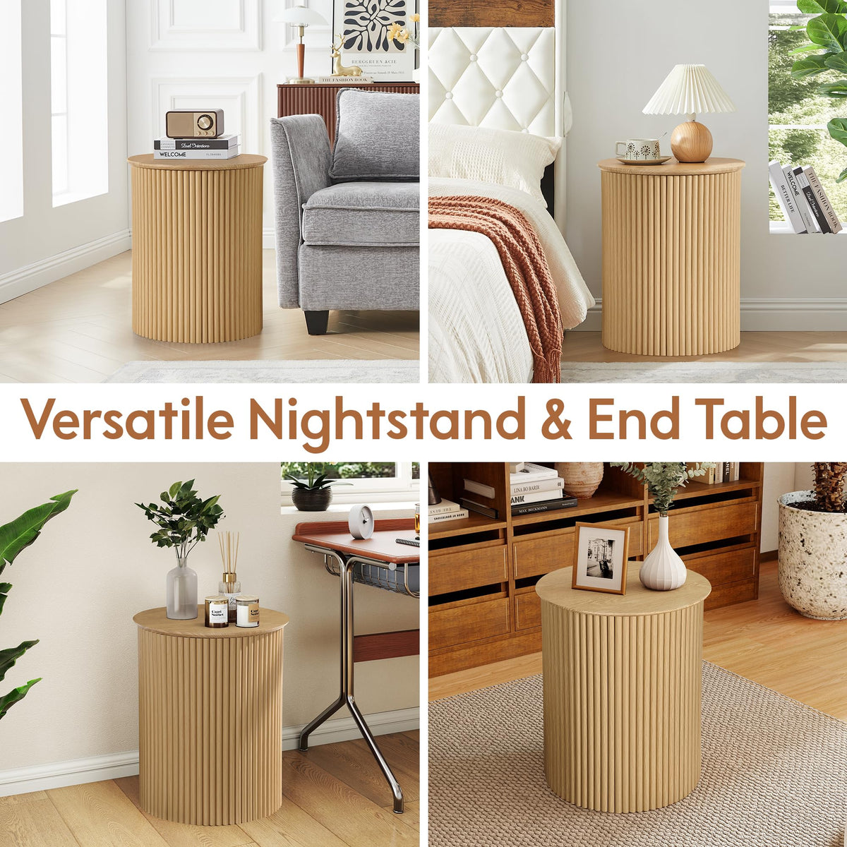 Small Round Wood Side Table Set of 2 R54163