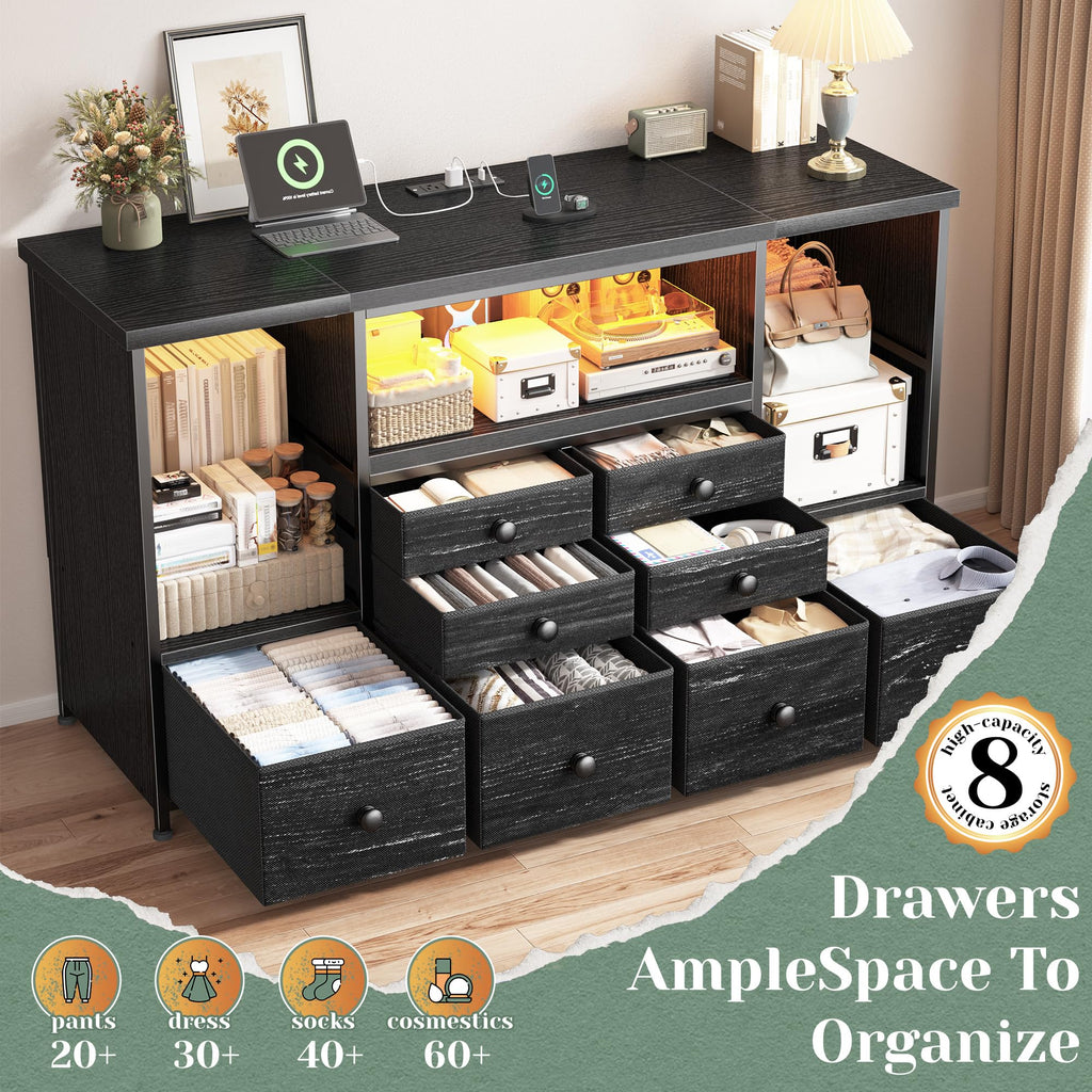 Modern LED Dresser with 8 Drawers E744