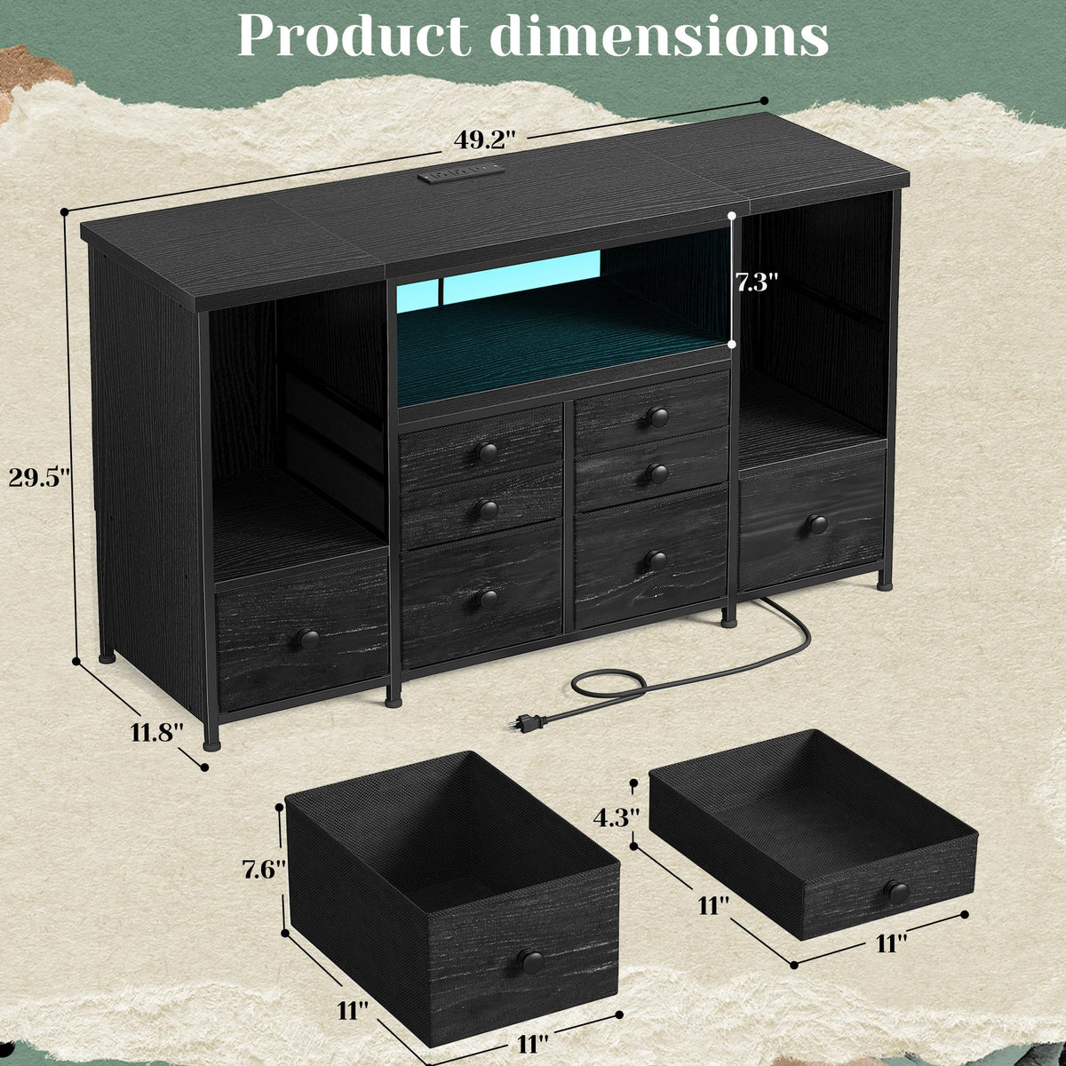 Modern LED Dresser with 8 Drawers E744