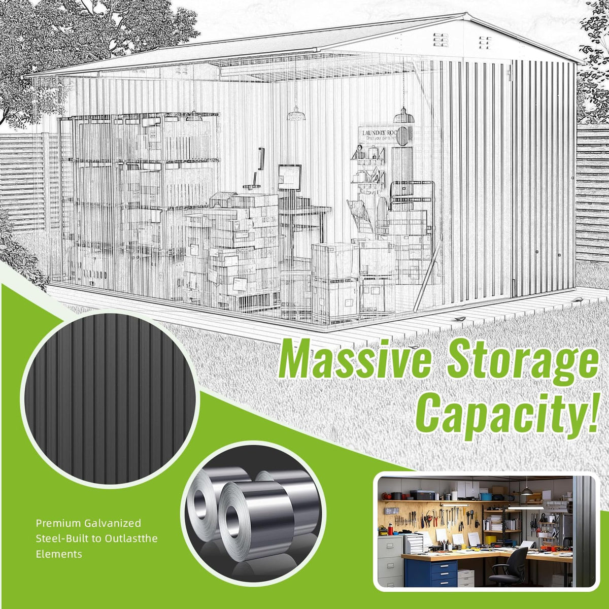 10x14 FT Metal Storage Shed O86763