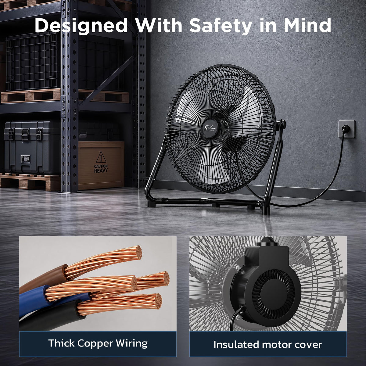 20 Inch 3-Speed Metal Industrial Floor Fans 2-Pack J140511