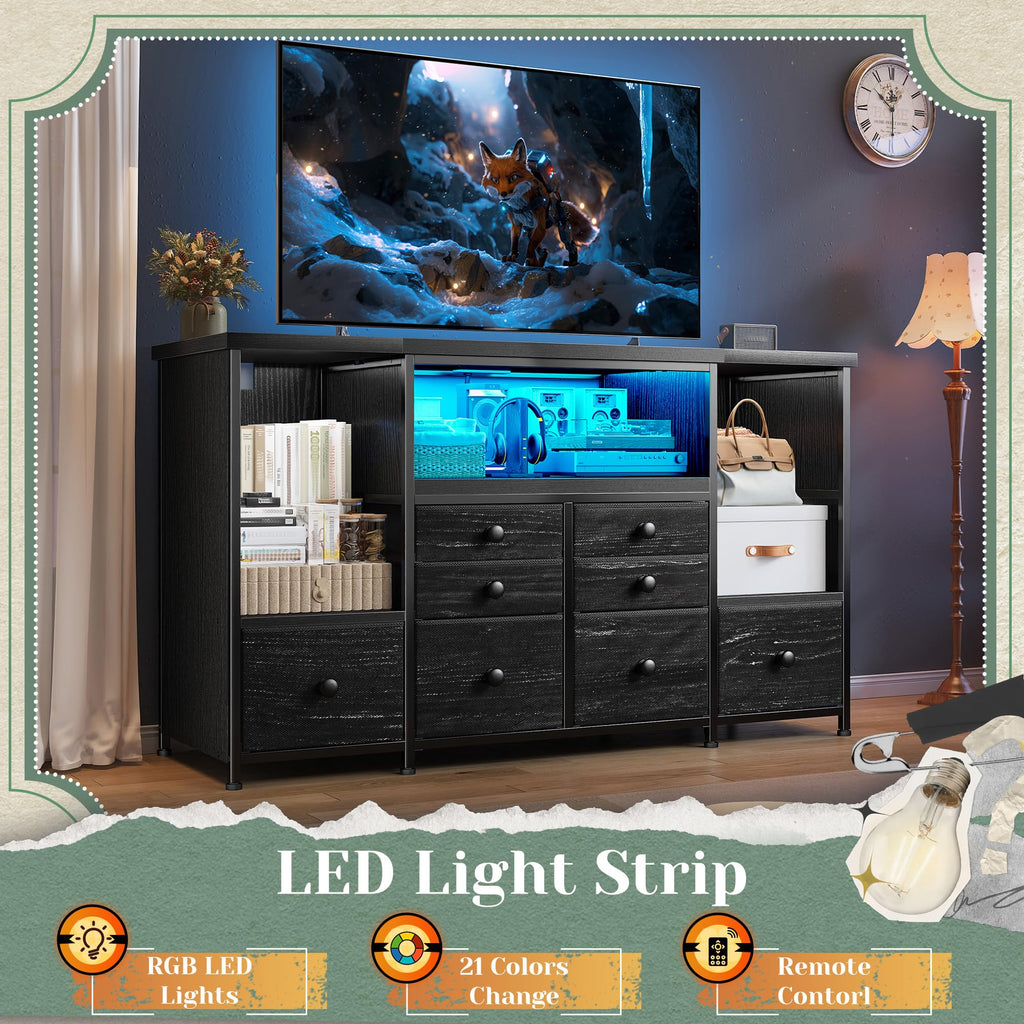 Modern LED Dresser with 8 Drawers E744