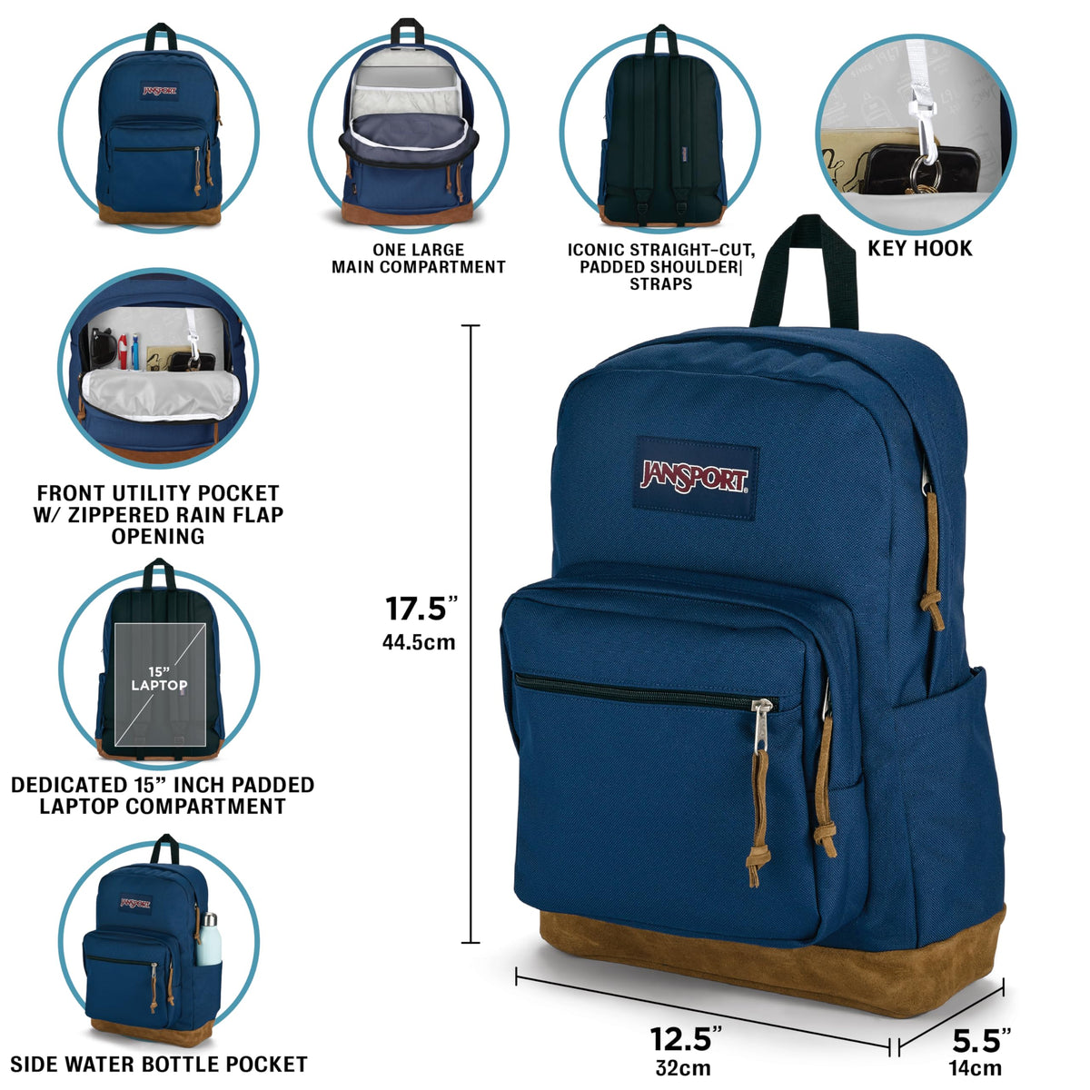 Black Backpack with Padded 15" Laptop Sleeve I767067