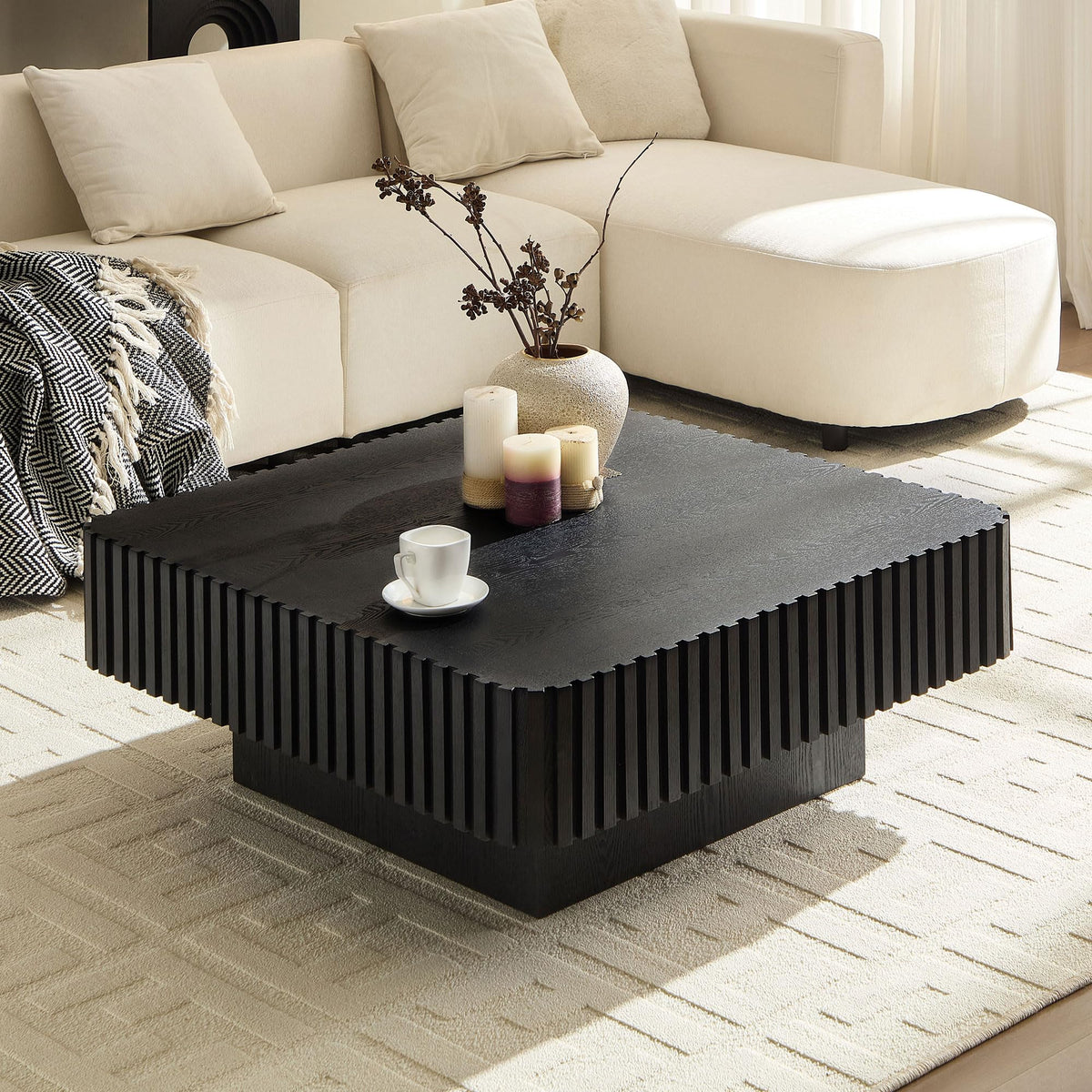 35.43" Square Wood Coffee Table M3977