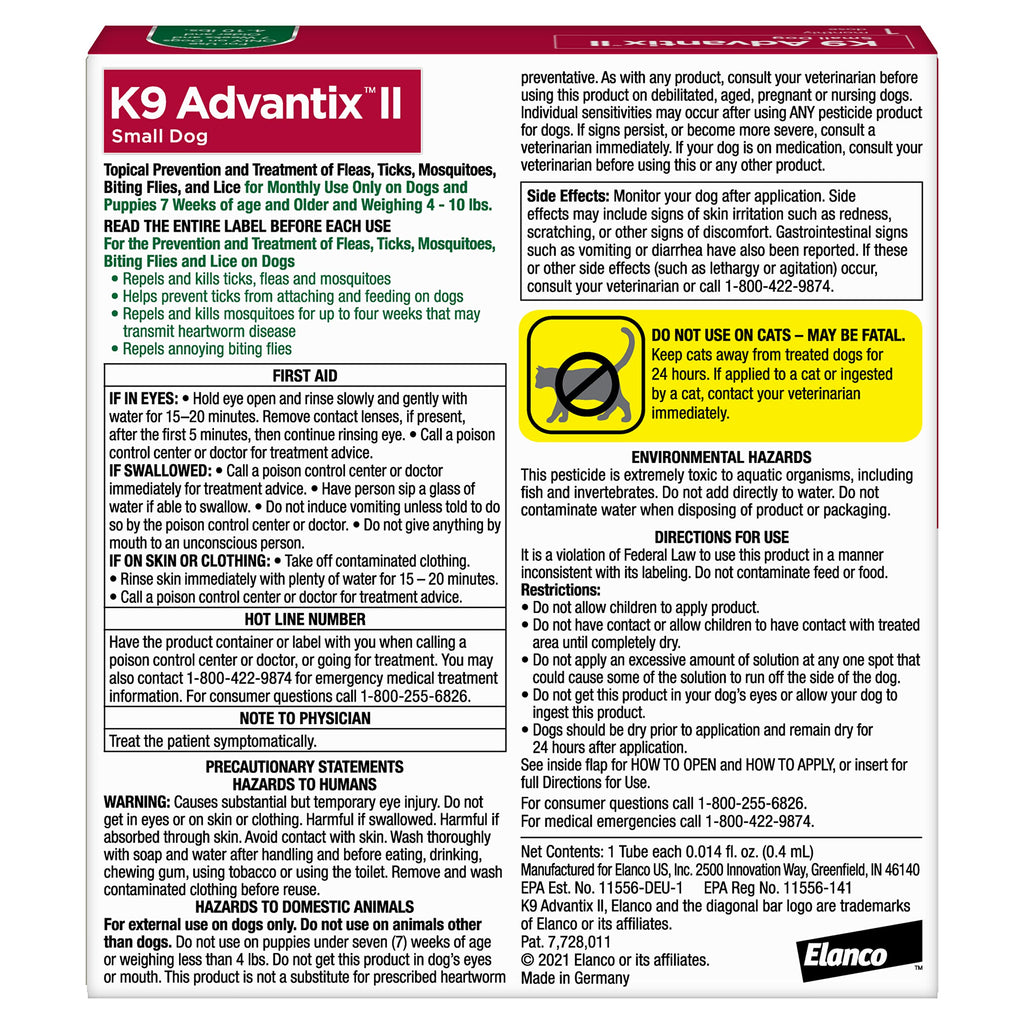 Flea & Tick Topical for Small Dogs 4–10 lbs. W1252