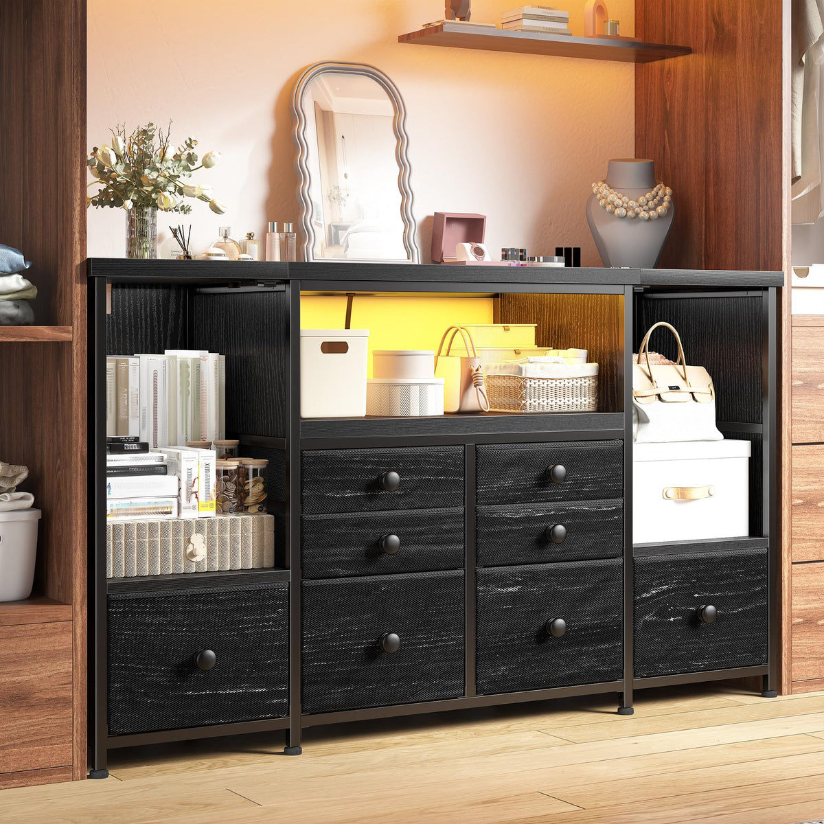 Modern LED Dresser with 8 Drawers E744