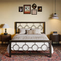 Full Size Brown Metal Bed Frame with Headboard and Footboard Q1886