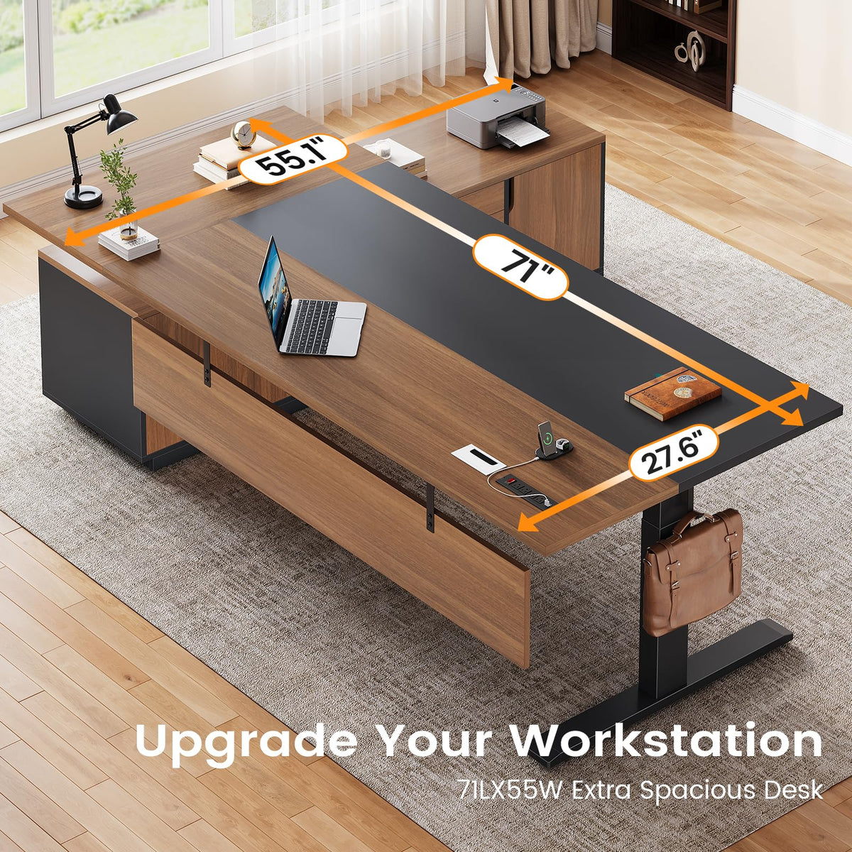 71" L Shaped Electric Standing Desk V2861